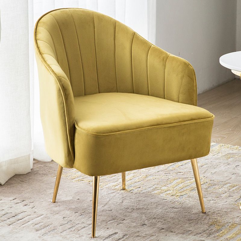 24.4"W Velvet Sloped Arms Barrel Chair with Basic Four Legs and Sewn Pillow Back Clearhalo 'Accent Chairs' 'accent_chairs' 'Chairs & Seating' 'furn' 'furn_accent_chairs' 'Furniture' 'Living Room Furniture' 1200x1200_88797c64-aa36-46f6-ab32-5f77ab9e34da