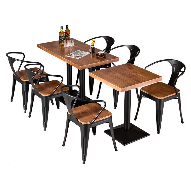 Solid Wood Industrial Style Dining Table Brown Table with Black Frame for Dinning Room Clearhalo ' dining_table' 'Dining Tables & Seating' 'Dining Tables' 'furn' 'furn_dining_table' 'Furniture' 'furniture_dining_table' 'Kitchen & Dining Furniture' 'kitchen&dining_furn' 'kitchen' 'kitchen_dining_table' 1200x1200_887a35bb-4955-4861-bb9d-d940021d3914