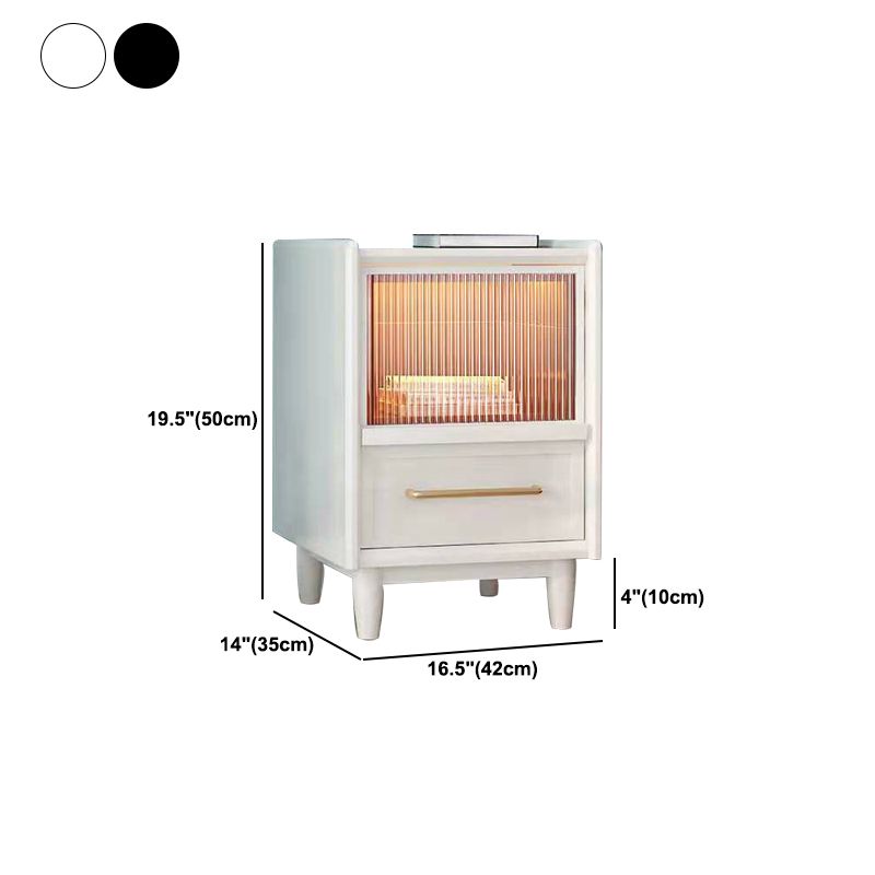 19.6 "/21.6" de alto soporte de madera en stand de noche moderna blanca / negra