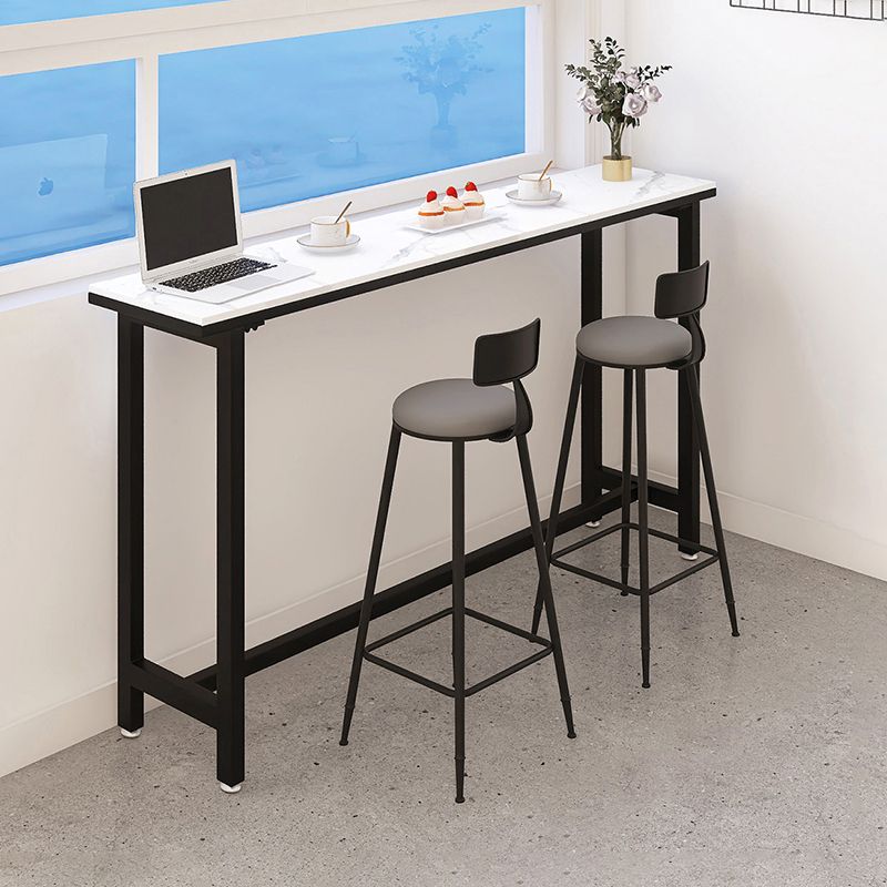 Modern White and Black Bistro Table Rectangle Footrest Cocktail Bar Table Clearhalo 'Bar Furniture' 'Bar Tables' 'bar_tables' 'furn' 'furn_bar_tables' 'Furniture' 'furniture_bar_tables' 'Kitchen & Dining Furniture' 1200x1200_887b7c73-1331-4004-8bfa-a56ed8f1cdc2