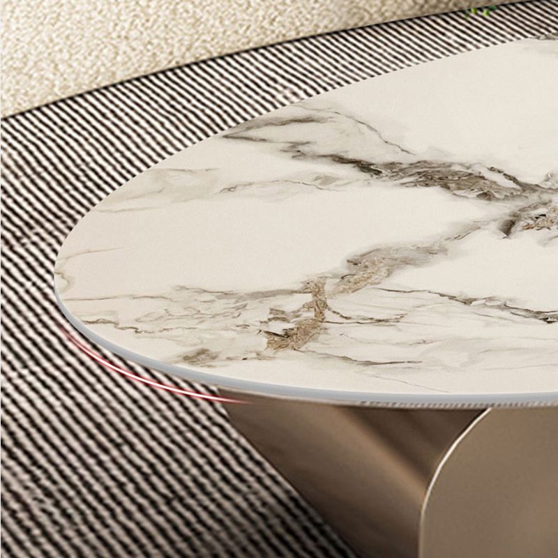 Oval Stone Top Coffee Table with Steel Base 51.18" Long 27.56" Wide Clearhalo 'Coffee & Accent Tables' 'Coffee Tables' 'coffee_tables' 'furn' 'furn_coffee_tables' 'Furniture' 'Living Room Furniture' 1200x1200_887c1b65-a511-48f8-adfd-c5da1708675a