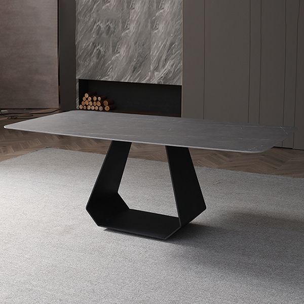 Modern 1/3/4/5/7 Pieces Grey Dining Table Set with Sintered Stone Top Steel Dinette Set Clearhalo 'Dining Room Sets' 'Dining Tables & Seating' 'dining_room_set' 'furn' 'furn_dining_room_set' 'Furniture' 'furniture_dining_room_set' 'Kitchen & Dining Furniture' 'kitchen&dining_furn' 'kitchen' 1200x1200_887ca4c2-b934-450d-b6cf-e86f89301563