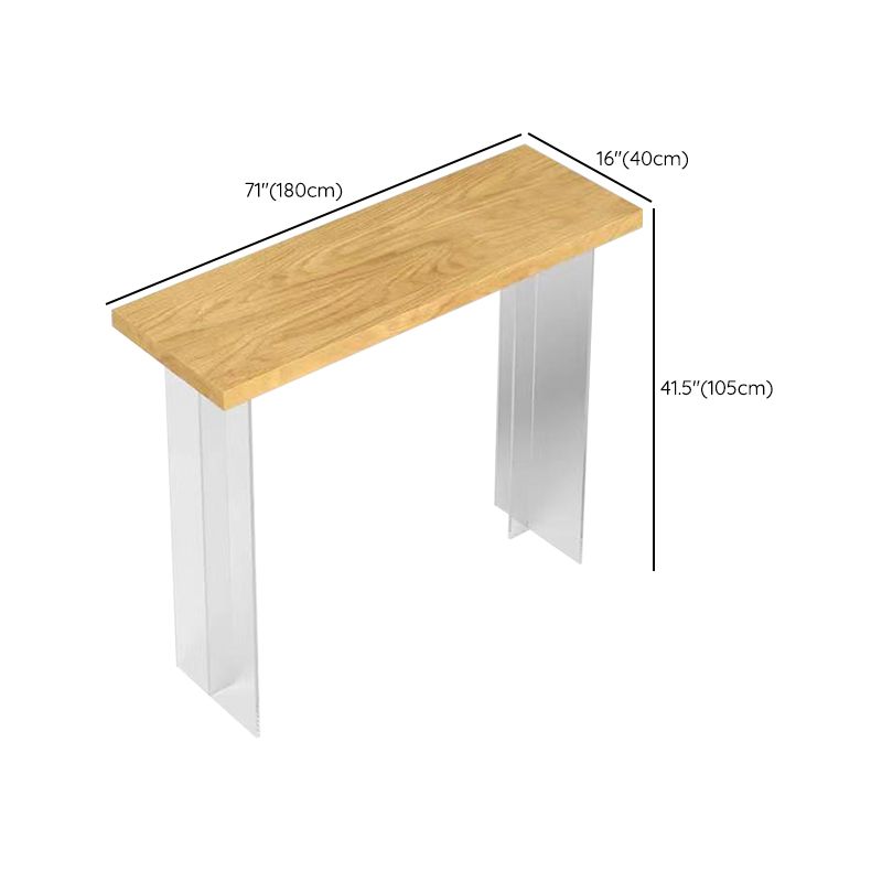 Rectangle Solid Wood Bar Height Table Contemporary Acrylic Double Pedestal Bar Table Clearhalo 'Bar Furniture' 'Bar Tables' 'bar_tables' 'furn' 'furn_bar_tables' 'Furniture' 'Kitchen & Dining Furniture' 1200x1200_887cb27f-305a-4a74-831f-dae0d114f160