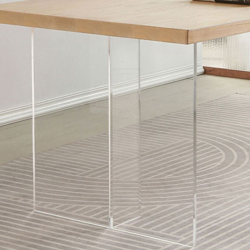Table à manger rectangulaire en acrylique, Table moderne en bois de pin pour la cuisine