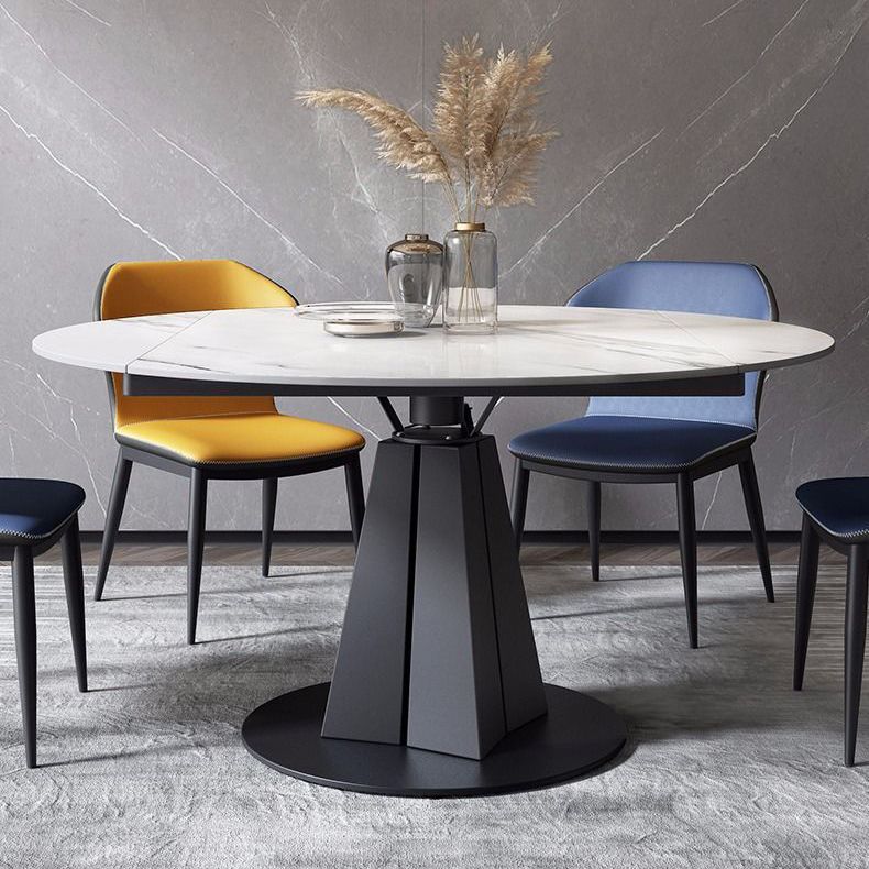 Modern Style Sintered Stone Dining Room Table Round Home Table with Metal Base Clearhalo ' dining_table' 'Dining Tables & Seating' 'Dining Tables' 'Furniture' 'furniture_dining_table' 'Kitchen & Dining Furniture' 'kitchen&dining_furn' 'kitchen' 'kitchen_dining_table' 1200x1200_887da4df-6354-45dc-ad7e-e3a58c580db3