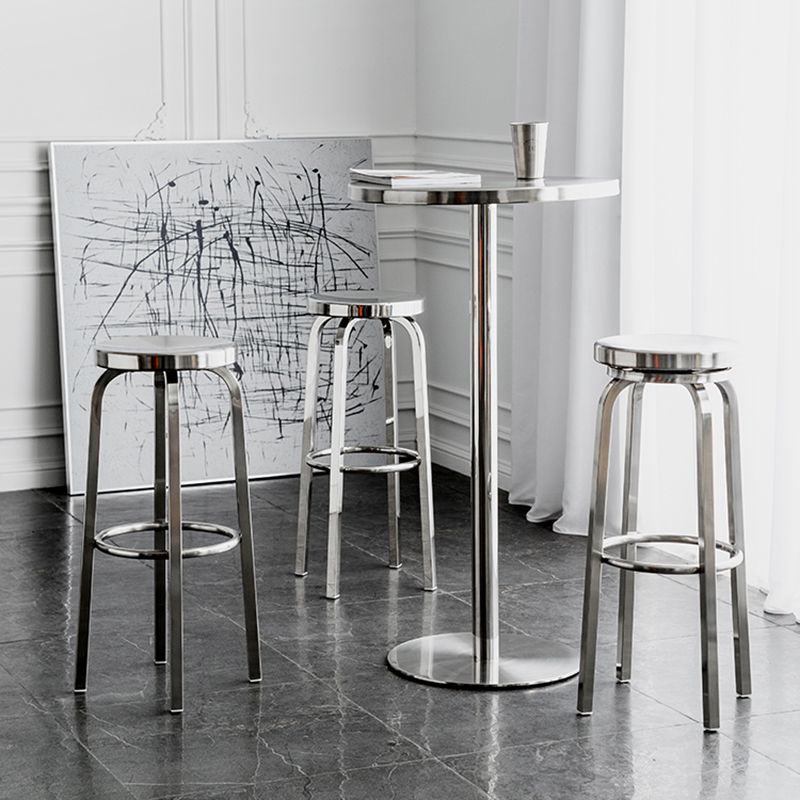 Stainless Steel Backless Glossy Barstool Nordic Brushed Tall Stool, 1 Piece Clearhalo 'Bar Furniture' 'Bar Stools' 'bar_stools' 'furn' 'furn_bar_stools' 'furniture_bar_stools' 'Kitchen & Dining Furniture' 'kitchen&dining_furn' 'kitchen' 'kitchen_furn' Furniture' 1200x1200_887ed597-92e2-4071-9018-8c2cdcb7b03f