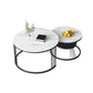 Round White Slate Coffee Table with Shelf Frame Base 2 Nestling Cocktail Table Clearhalo 'Coffee & Accent Tables' 'Coffee Tables' 'coffee_tables' 'furn' 'furn_coffee_tables' 'Furniture' 'furniture_coffee_tables' 'Living Room Furniture' 1200x1200_8880bb7e-f3a6-44e0-a363-e1393929a102
