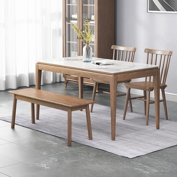 Rectangle Mid-Century Modern Dining Table White Sintered Stone Table with 4 Solid Wood Legs Clearhalo ' dining_table' 'Dining Tables & Seating' 'Dining Tables' 'furn' 'furn_dining_table' 'Furniture' 'furniture_dining_table' 'Kitchen & Dining Furniture' 'kitchen&dining_furn' 'kitchen' 'kitchen_dining_table' 1200x1200_88813c15-34d7-40dd-ade1-51ce769028d3