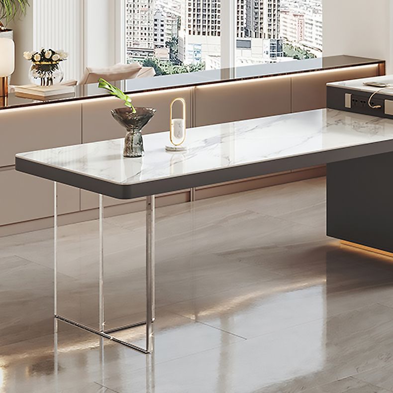 Modern Rectangle Dining Table Sintered Stone Dinner Table with Acrylic Base Clearhalo 'Dining Tables & Seating' 'Dining Tables' 'dining_table' 'furn' 'furn_dining_table' 'Furniture' 'Kitchen & Dining Furniture' 1200x1200_888308ec-0552-4877-8016-230e38cd3044