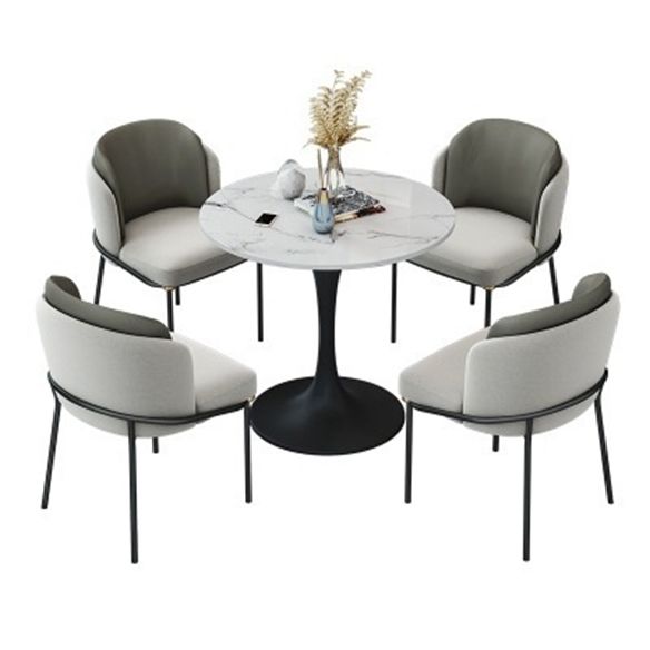 Glam Style Sintered Stone Dining Room Set with Black Leg Dining Furniture for Home Use Clearhalo 'Dining Room Sets' 'Dining Tables & Seating' 'dining_room_set' 'furn' 'furn_dining_room_set' 'Furniture' 'furniture_dining_room_set' 'Kitchen & Dining Furniture' 'kitchen&dining_furn' 'kitchen' 1200x1200_88841639-e894-4719-bbb5-fd5fb021b136
