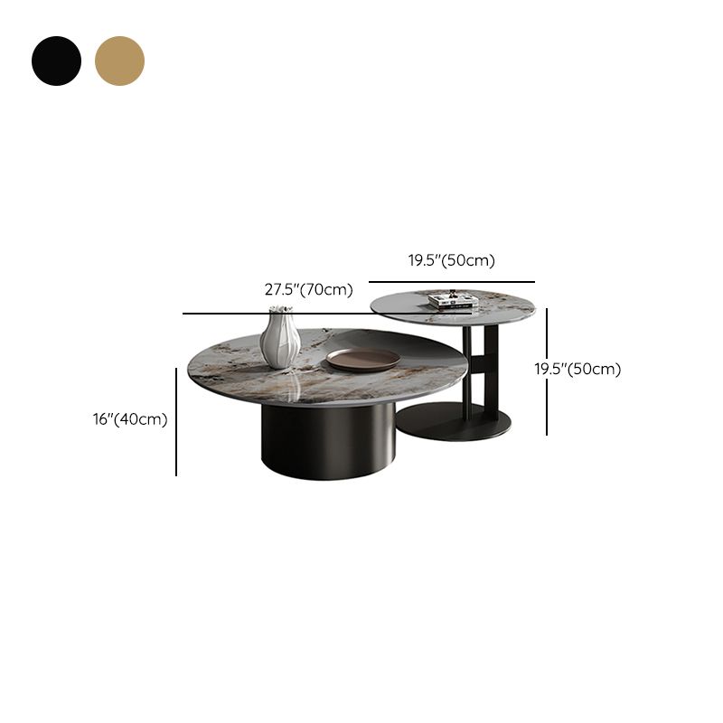 Slate Coffee Table Round Nesting Coffee Table Set with Pedestal Legs Clearhalo 'Coffee & Accent Tables' 'Coffee Tables' 'coffee_tables' 'furn' 'furn_coffee_tables' 'Furniture' 'Living Room Furniture' 1200x1200_8885fe5c-af5c-449b-a484-1a579346277d