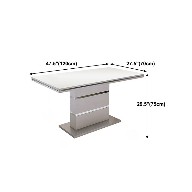 Luxury Artificial Wood Dining Table Rectangle White Table with Metal Pedestal Clearhalo 'Dining Tables & Seating' 'Dining Tables' 'dining_table' 'furn' 'furn_dining_table' 'Furniture' 'Kitchen & Dining Furniture' 1200x1200_888b0148-fab7-4a28-bb14-3fb516f19df5