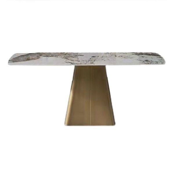 Traditional Rectangle Luxury Dining Table White Sintered Stone Table with Metal Pedestal Base Clearhalo ' dining_table' 'Dining Tables & Seating' 'Dining Tables' 'furn' 'furn_dining_table' 'Furniture' 'furniture_dining_table' 'Kitchen & Dining Furniture' 'kitchen&dining_furn' 'kitchen' 'kitchen_dining_table' 1200x1200_888d305d-ede8-4bc2-8cd2-ad7f1739e457