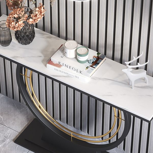 Tabella della console di pietra 31.49 "Tabella del rettangolo di rettangolo ad alta resistenza graffiata