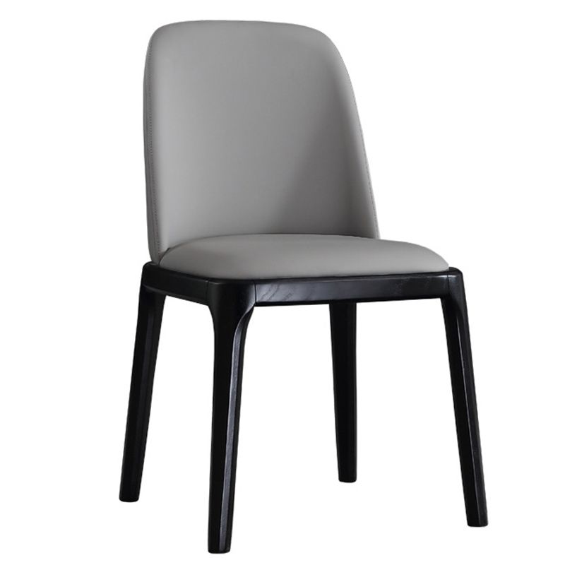 Leather Industrial Restaurant Side Chair Parsons Gray Dining Chair with Black Legs Clearhalo ' kitchen&dining_furn' 'Dining Chairs' 'Dining Tables & Seating' 'dining_chair' 'furn' 'furn_dining_chair' 'Furniture' 'furniture_dining_chair' 'Kitchen & Dining Furniture' 'kitchen' 1200x1200_8893101c-8599-4a9c-9b72-c28b9cb53336