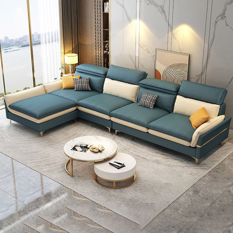 4-seat Faux Leather Sectional Sofa 31.50" High Sofa for Living Room Clearhalo 'furn' 'furn_sectionals' 'Furniture' 'Living Room Furniture' 'Sectionals' 1200x1200_889515d3-c836-43ce-9402-115823b7d588