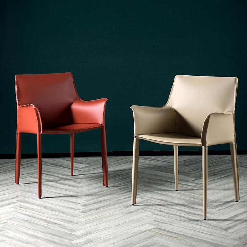 Modern Leather Dining Chair Matte Finish Parsons Arm Chair for Kitchen Clearhalo ' kitchen&dining_furn' 'Dining Chairs' 'Dining Tables & Seating' 'dining_chair' 'furn' 'furn_dining_chair' 'Furniture' 'furniture_dining_chair' 'Kitchen & Dining Furniture' 'kitchen' 1200x1200_8895be56-470f-483c-b952-83ff345b44d7