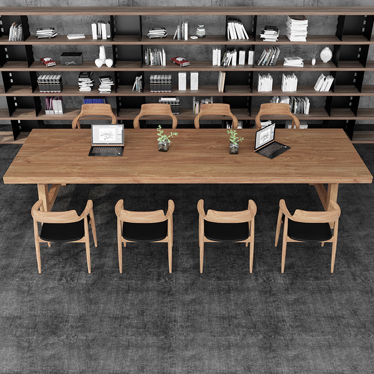 Solid Wood Office Table Contemporary Wood Color Meeting Table Clearhalo 'furn' 'furn_office_desk' 'Furniture' 'Office Desks' 'Office Furniture' 'office_desk' 1200x1200_8896e015-b8a2-4924-a66d-b31b823b5f8a