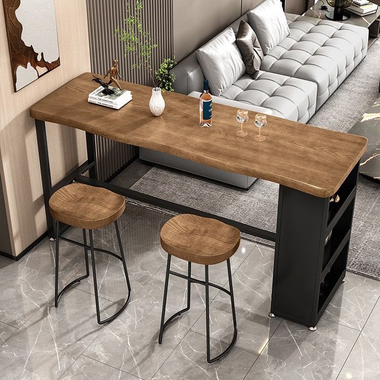 Juego de mesa de pub rectangular industrial, mesa de mostrador de madera de 1/3 piezas con taburetes sin respaldo