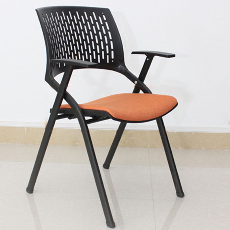 Chaise de bureau contemporaine à bras fixes en plastique, sans roues, chaise de conférence