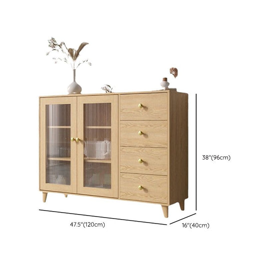 Server di porte di vetro contemporanee di credenza in legno con armadi e cassetti