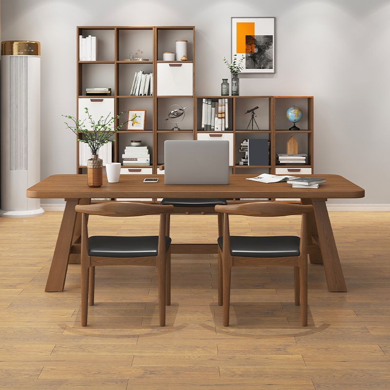 Solid Wood Rectangle Writing Desk Modern H-Base 29.53" Tall Office Desk Clearhalo 'furn' 'furn_office_desk' 'Furniture' 'Office Desks' 'Office Furniture' 'office_desk' 1200x1200_889a2470-3d4e-446e-9bfc-7969f0448224