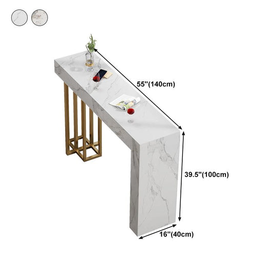 Nordic Glam Rectangle Bar Counter Table Sintered Stone Dining Table for Kitchen Clearhalo 'Bar Furniture' 'Bar Tables' 'bar_tables' 'furn' 'furn_bar_tables' 'Furniture' 'furniture_bar_tables' 'Kitchen & Dining Furniture' 1200x1200_889c3738-1d8f-4048-ae05-f7f666ef26ba