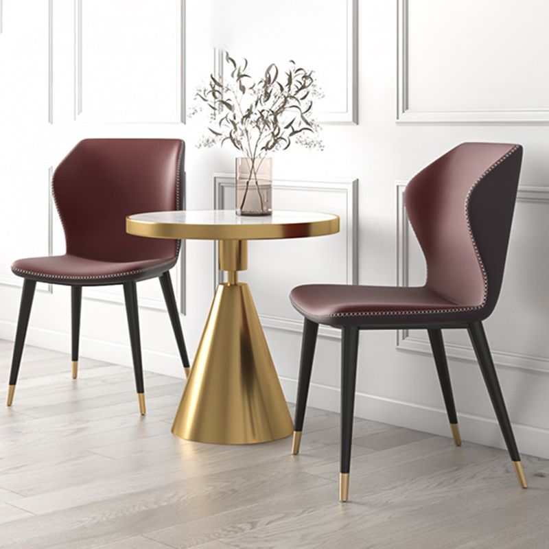 Glam Metal Dining Room Armless Chairs Wingback Parsons Chair for Restaurant Clearhalo ' kitchen&dining_furn' 'Dining Chairs' 'Dining Tables & Seating' 'dining_chair' 'furn' 'furn_dining_chair' 'Furniture' 'furniture_dining_chair' 'Kitchen & Dining Furniture' 'kitchen' 1200x1200_88a0bf38-76d7-4ecc-beaa-e777559ddef0