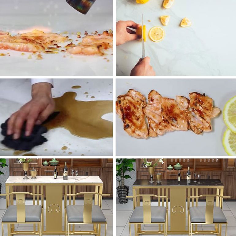 Set di tavoli da bar di lusso tradizionale 1/3/5 pezzi con una base d'oro