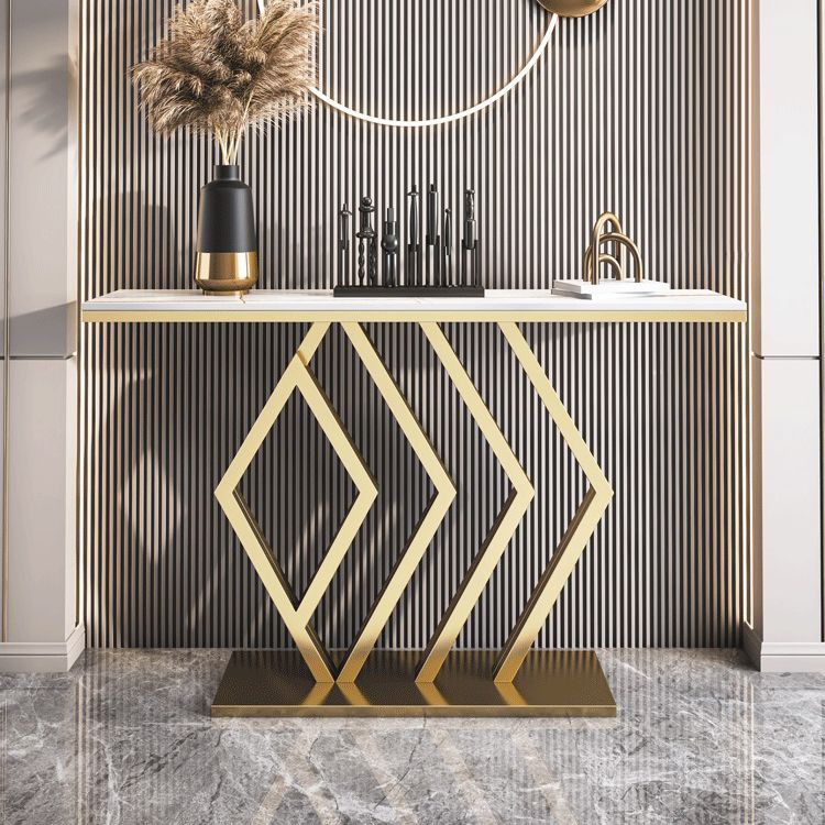 Tavolo di accento resistente ai graffi con tavolo piedistallo di ferro e top in pietra