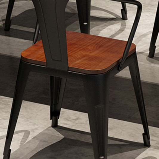 Chaises de salle à manger en bois massif chaise du bras de dos avec base en métal