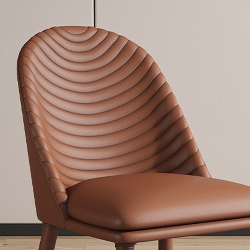 Contemporary Faux Leather Chair Armless Side Chairs with Metal Legs for Kitchen