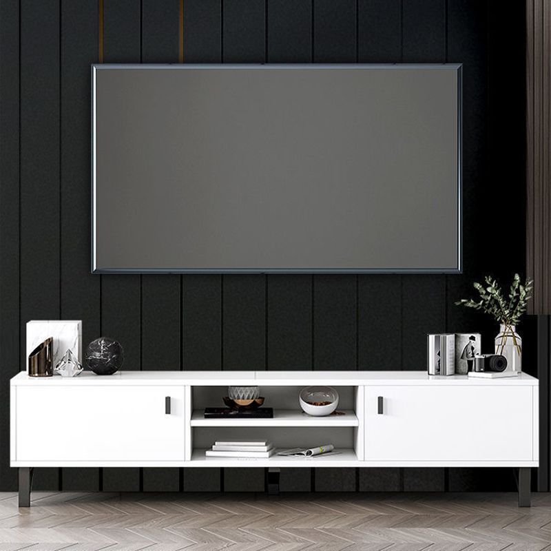 3 / 4 Doors Modern TV Stand Wood Closed Storage TV Media Stand , 12" D X 16" H Clearhalo 'furn' 'furn_tv_stands_entertainment_centers' 'Furniture' 'Living Room Furniture' 'TV Stands & Entertainment Centers' 'TV Stands & Media Storage Furniture' 'tv_stands_entertainment_centers' 1200x1200_88a6f75e-e605-422b-9dff-ae9dc3a04c52