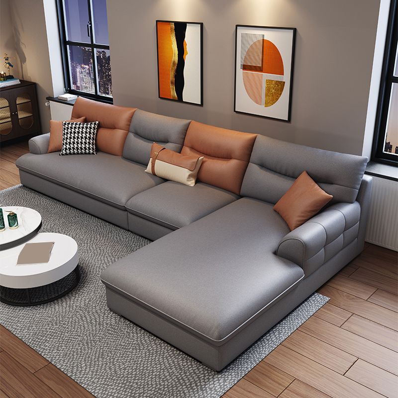 Modernism Faux Leather 3/4-seat Sectional Flared Arm Sectional