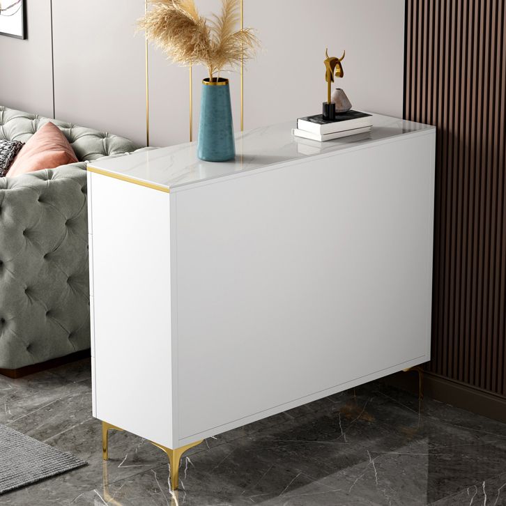 Modern Style Stone Buffet Sideboard White 15.7"D Dining Room Buffet Server with Drawer Clearhalo 'buffet_sideboard' 'Buffets & Sideboards' 'Furniture' 'furniture_buffet_sideboard' 'Kitchen & Dining Furniture' 1200x1200_88aa1083-a027-416c-97d3-4cbbc7870fc7