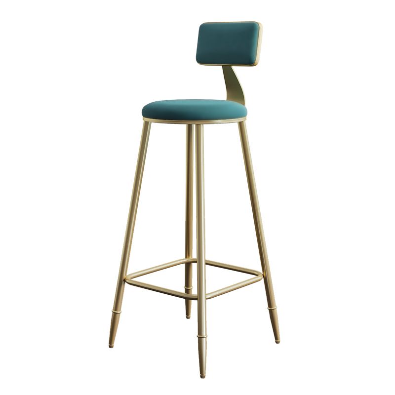 Glam Style Backrest Counter Stool Iron Kitchen Bar Stool with Velvet Cushion and Pedal Clearhalo 'Bar Furniture' 'Bar Stools' 'bar_stools' 'furn' 'furn_bar_stools' 'Furniture' 'Kitchen & Dining Furniture' 1200x1200_88abf26d-9977-4a17-956d-27d5c39887dc