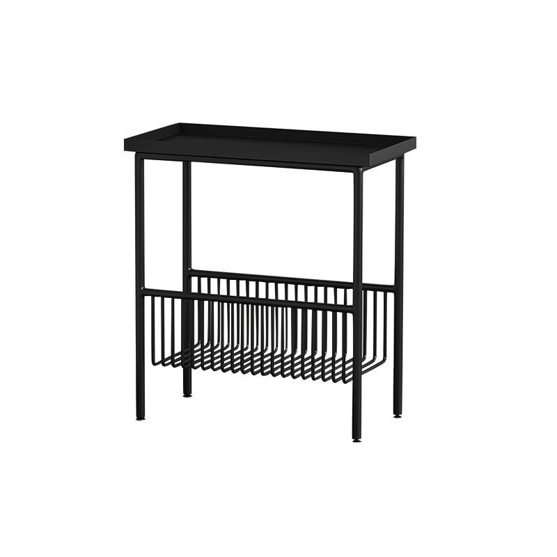 Rectangle Tray Top Side Table 21.65" Tall Iron 4 Legs End Table with Shelf