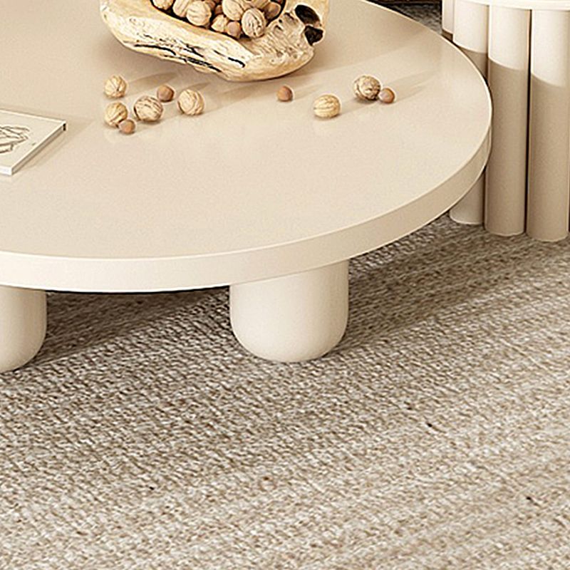 13.7 "/15.7"背の高い4脚茶色/白い丸い木製コーヒーテーブル