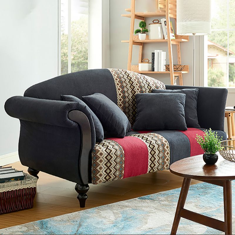 Canapé incurvé country en lin arme roulée 31 "w canapé arrière à dos de chameau pour le salon