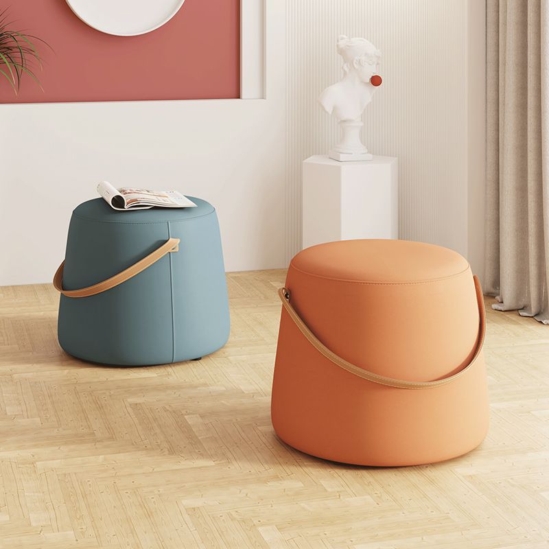 Stylish Round Ottoman Pure Color Faux Leather Water Resistant Standard Ottoman Clearhalo 'furn' 'furn_ottomans_poufs' 'Furniture' 'Living Room Furniture' 'Ottomans & Poufs' 'ottomans_poufs' 1200x1200_88af31a5-81c1-484f-8854-e67e161d424e