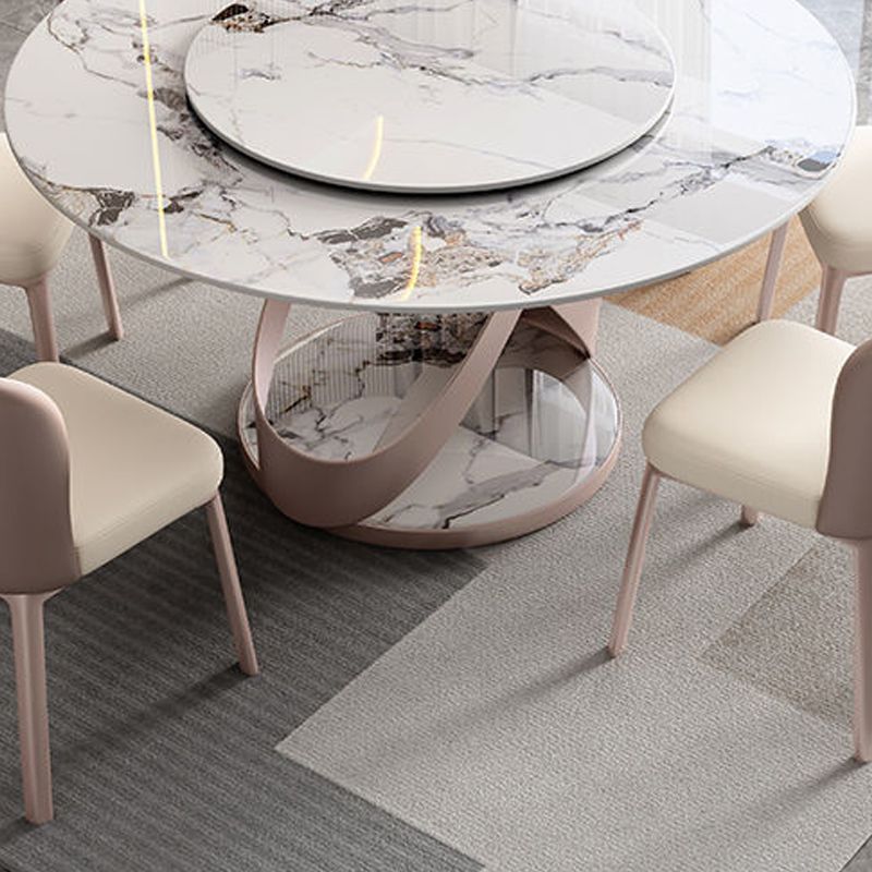 Mesa de comedor redonda contemporánea mesa de pedestal de acero para cocina casera