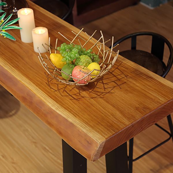 Wood Top Bar Table Rectangle Dining Table with Metal Base for Kitchen Clearhalo 'Bar Furniture' 'Bar Tables' 'bar_tables' 'furn' 'furn_bar_tables' 'Furniture' 'Kitchen & Dining Furniture' 1200x1200_88b2ed6d-83cb-4a89-8366-7296f4de9143