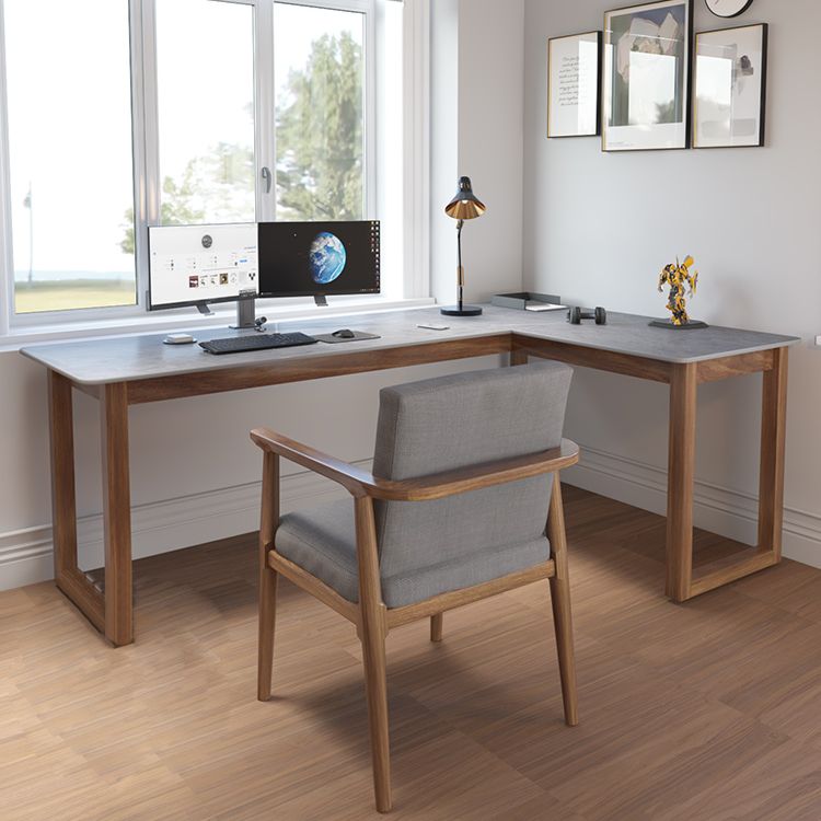 Modern Stone Writing Desk Corner 29.53-inch Tall Office Desk with Sled Base Clearhalo 'furn' 'furn_office_desk' 'Furniture' 'Office Desks' 'Office Furniture' 'office_desk' 1200x1200_88b7b8f3-2b00-49bb-9de2-bb1283b2b30a