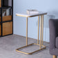 23.62" Tall Marble Top Side Accent Table Metal Frame End Table