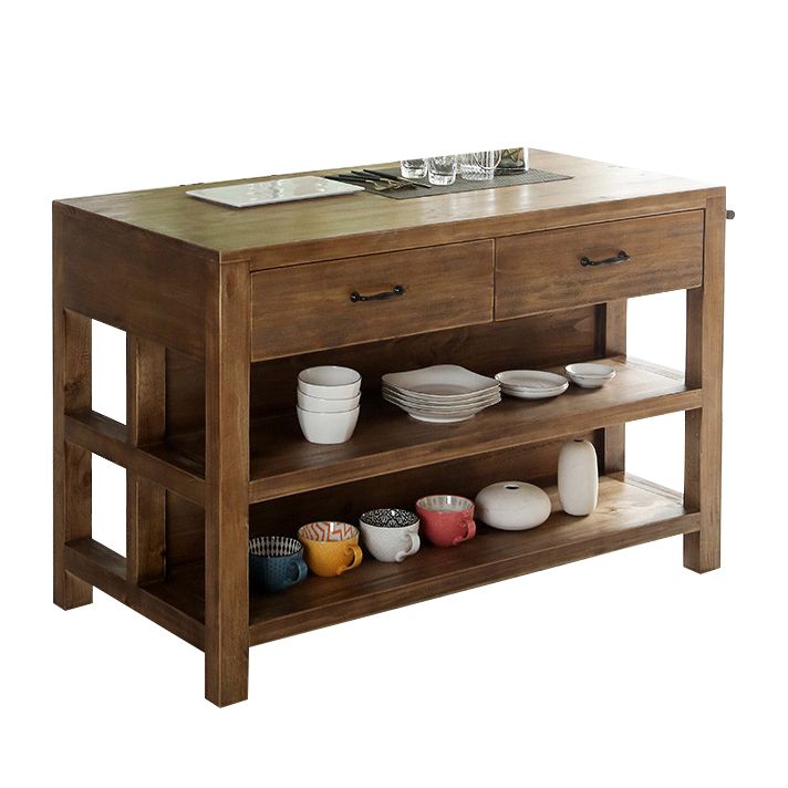 Tradizionale set di isole da cucina stazionaria set di cucina rettangolare in legno per uso domestico