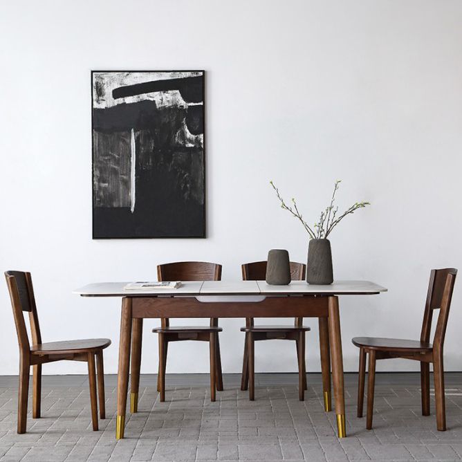 Minimalist Rectangular Dining Table Set Extendable Dining Table Set with Trestle Base Clearhalo 'Dining Room Sets' 'Dining Tables & Seating' 'dining_room_set' 'furn' 'furn_dining_room_set' 'Furniture' 'furniture_dining_room_set' 'Kitchen & Dining Furniture' 'kitchen&dining_furn' 'kitchen' 1200x1200_88ba4bdb-47b9-4133-bdc4-289c5344dbeb