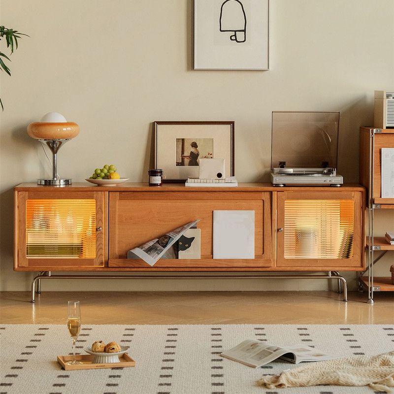 Scandinavian TV Stand Console Wooden TV Media Stand with Doors Clearhalo 'furn' 'furn_tv_stands_entertainment_centers' 'Furniture' 'Living Room Furniture' 'TV Stands & Entertainment Centers' 'TV Stands & Media Storage Furniture' 'tv_stands_entertainment_centers' 1200x1200_88ba7c3c-240d-409b-9557-33cebacf03a0