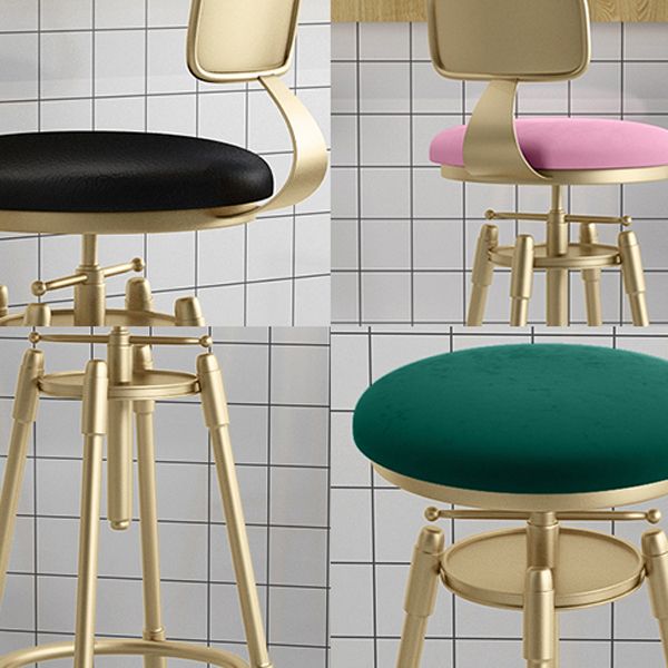 Glam Rotatable Liftable Counter Stool Iron Cashier Bar Stool with Cushion and Pedal Clearhalo 'Bar Furniture' 'Bar Stools' 'bar_stools' 'furn' 'furn_bar_stools' 'Furniture' 'furniture_bar_stools' 'Kitchen & Dining Furniture' 1200x1200_88bca54b-6636-4e1e-87b4-c71f17c956a5