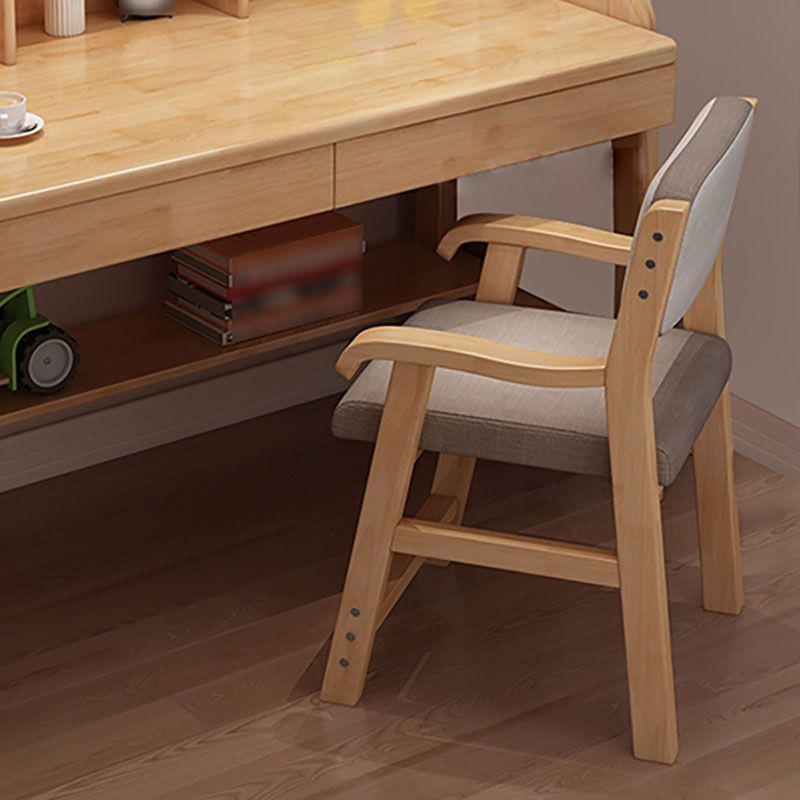 Contemporary Style Kitchen Chair Dining Arm Side Chair with Wooden Legs