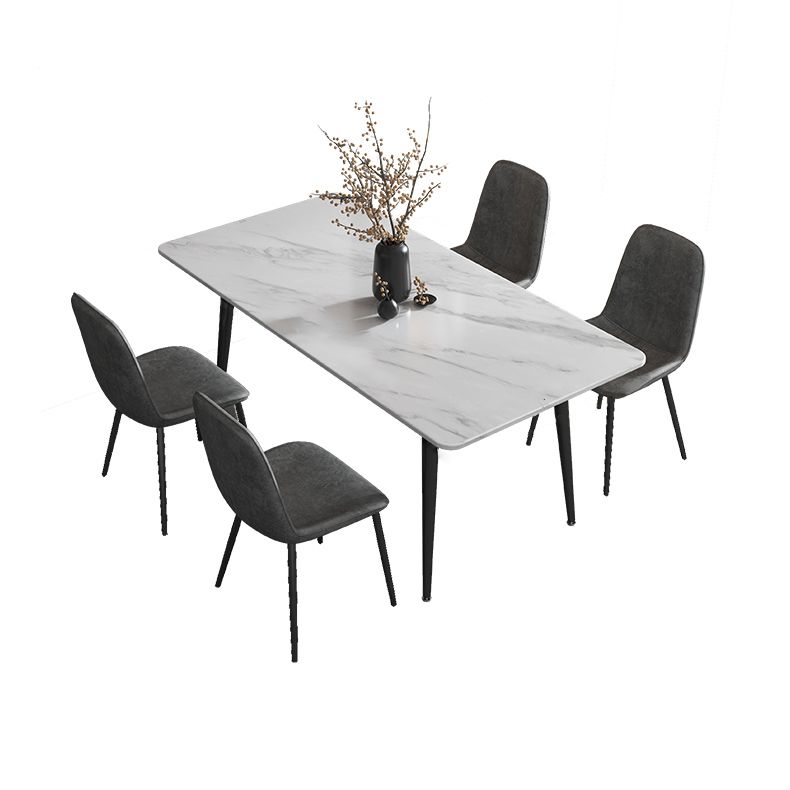 Modern Style Sintered Stone Dining Room Set with Fixed Rectangle Shape Table and 4 Legs Base Clearhalo 'Dining Room Sets' 'Dining Tables & Seating' 'dining_room_set' 'furn' 'furn_dining_room_set' 'Furniture' 'furniture_dining_room_set' 'Kitchen & Dining Furniture' 'kitchen&dining_furn' 'kitchen' 1200x1200_88bd5ec7-3005-4bdb-a5d6-613ae6e49873